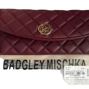Badgley Mischka Burgundy Quilted Clutch Wallet